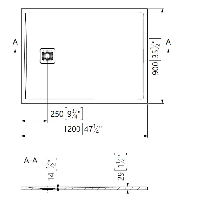 Cadita de dus din compozit, alba, 120x90 cm, Foglia Texture [3]