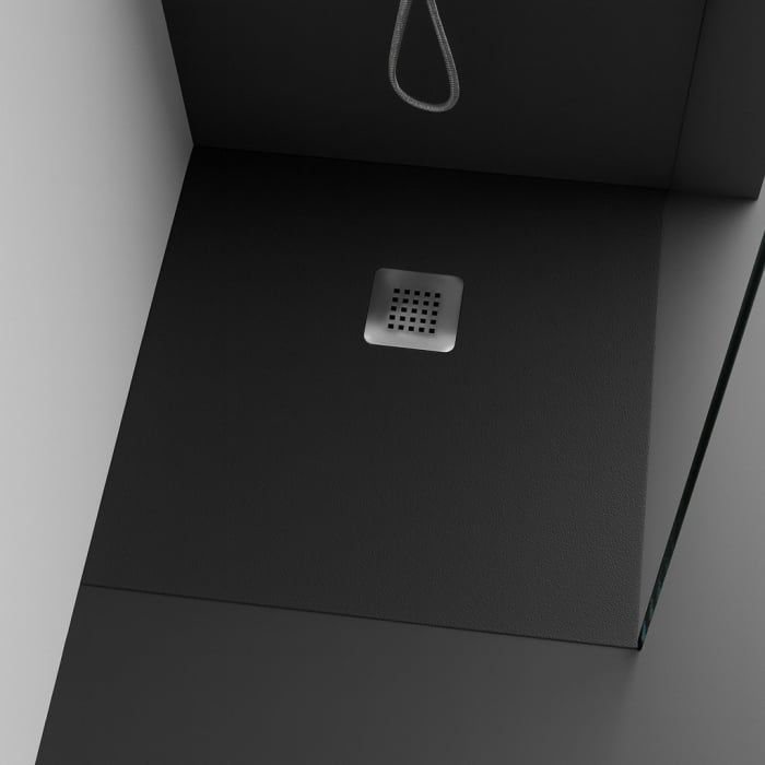 Cadita de dus patrata, din compozit, neagra, textura antislip, 90x90 cm, Foglia Shape