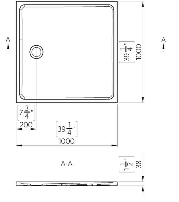 Cadita dus 100x100 cm din compozit, dreptunghiulara, alba, Foglia Elysium [2]