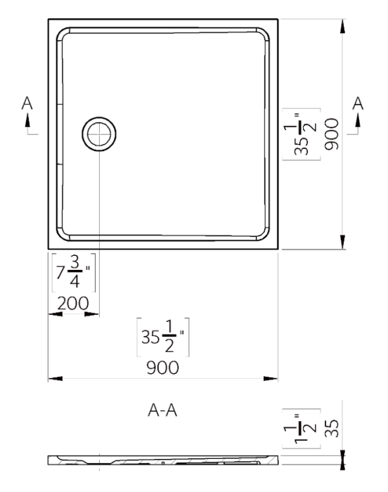 Cadita dus 90x90 cm din compozit, patrata, alba, Foglia Elysium [2]