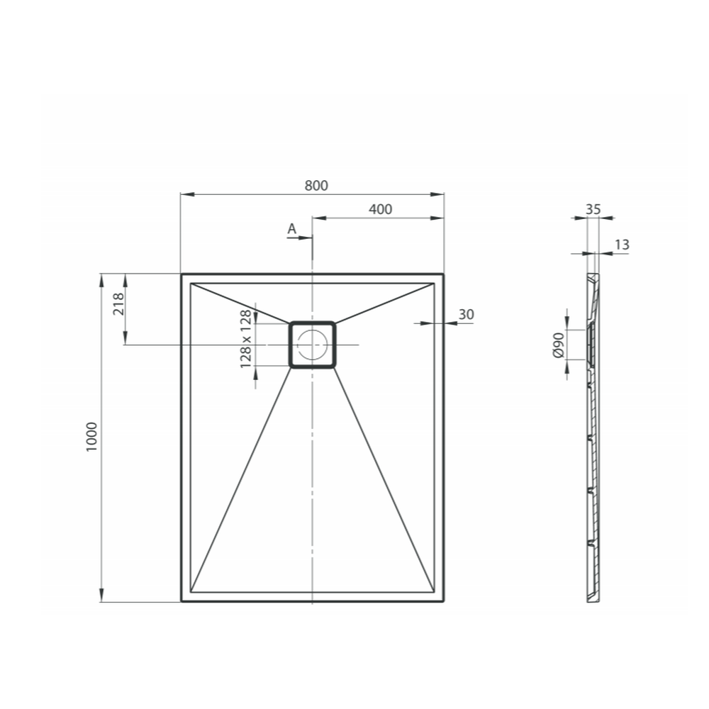 Cadita dus compozit slim antracit 100x80 cm Deante, Correo [4]