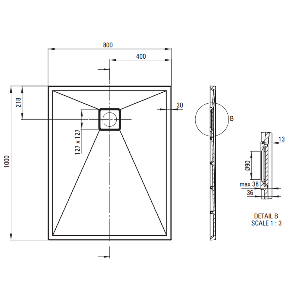 Cadita dus compozit slim alba 100x80 cm Deante Correo [3]