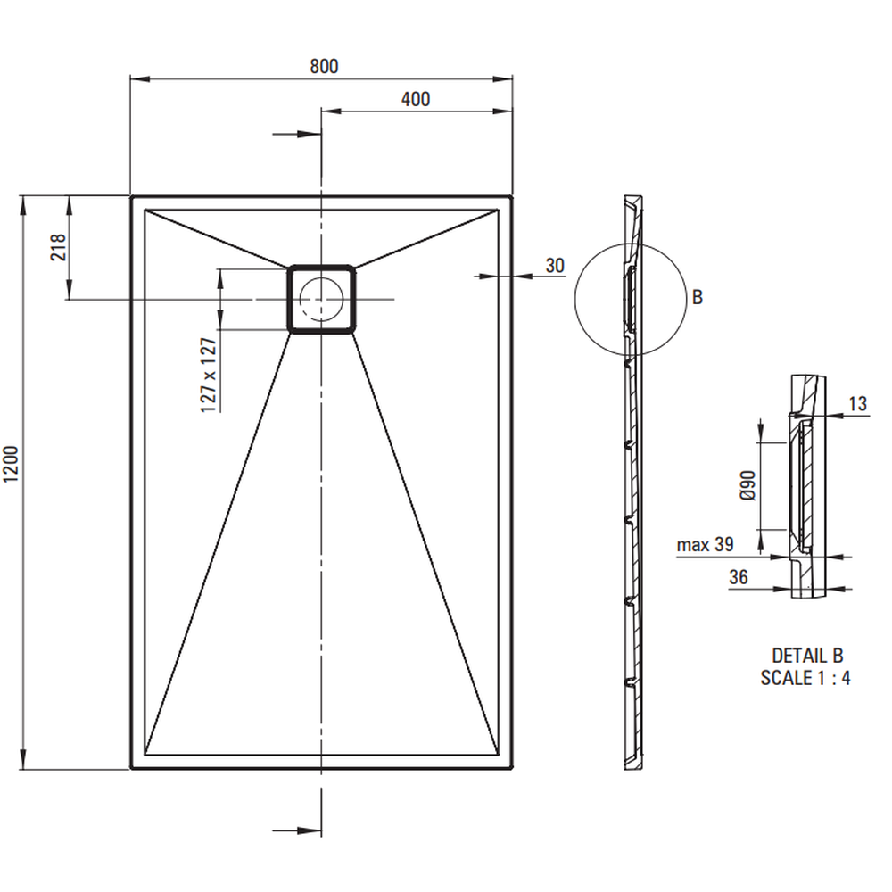 Cadita dus compozit slim alba 120x80 cm Deante Correo [3]