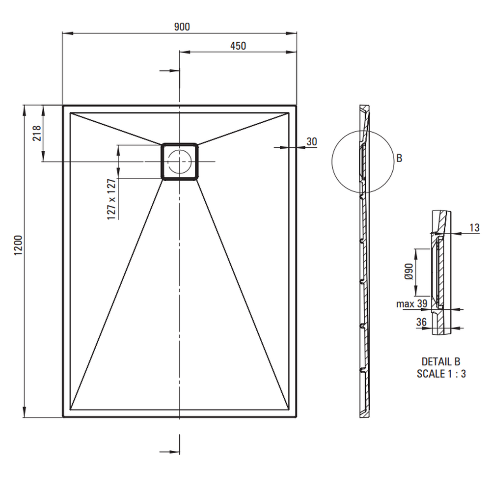 Cadita dus compozit slim alba 120x90 cm Deante Correo [3]