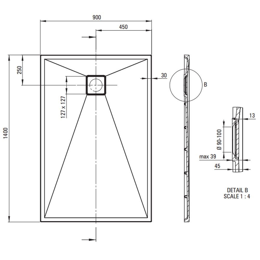 Cadita dus compozit slim alba 140x90 cm Deante Correo [3]