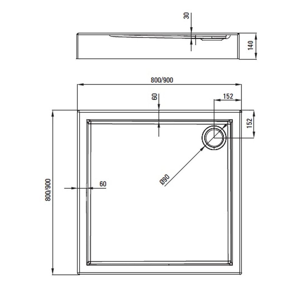 Cadita dus patrata alba 90x90 cm Jasmin, Deante [3]