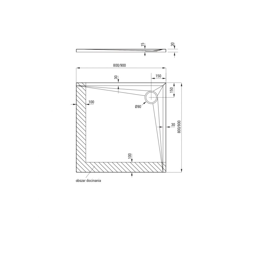Cadita dus patrata alba 80x80 cm Kerria Plus, Deante [3]