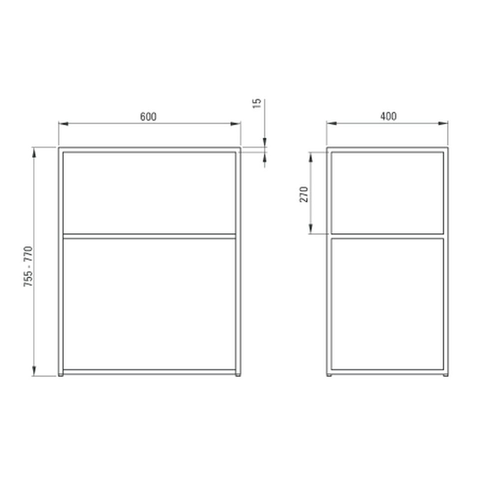 Cadru metalic negru pentru montare lavoar baie Correo, 60 cm [4]