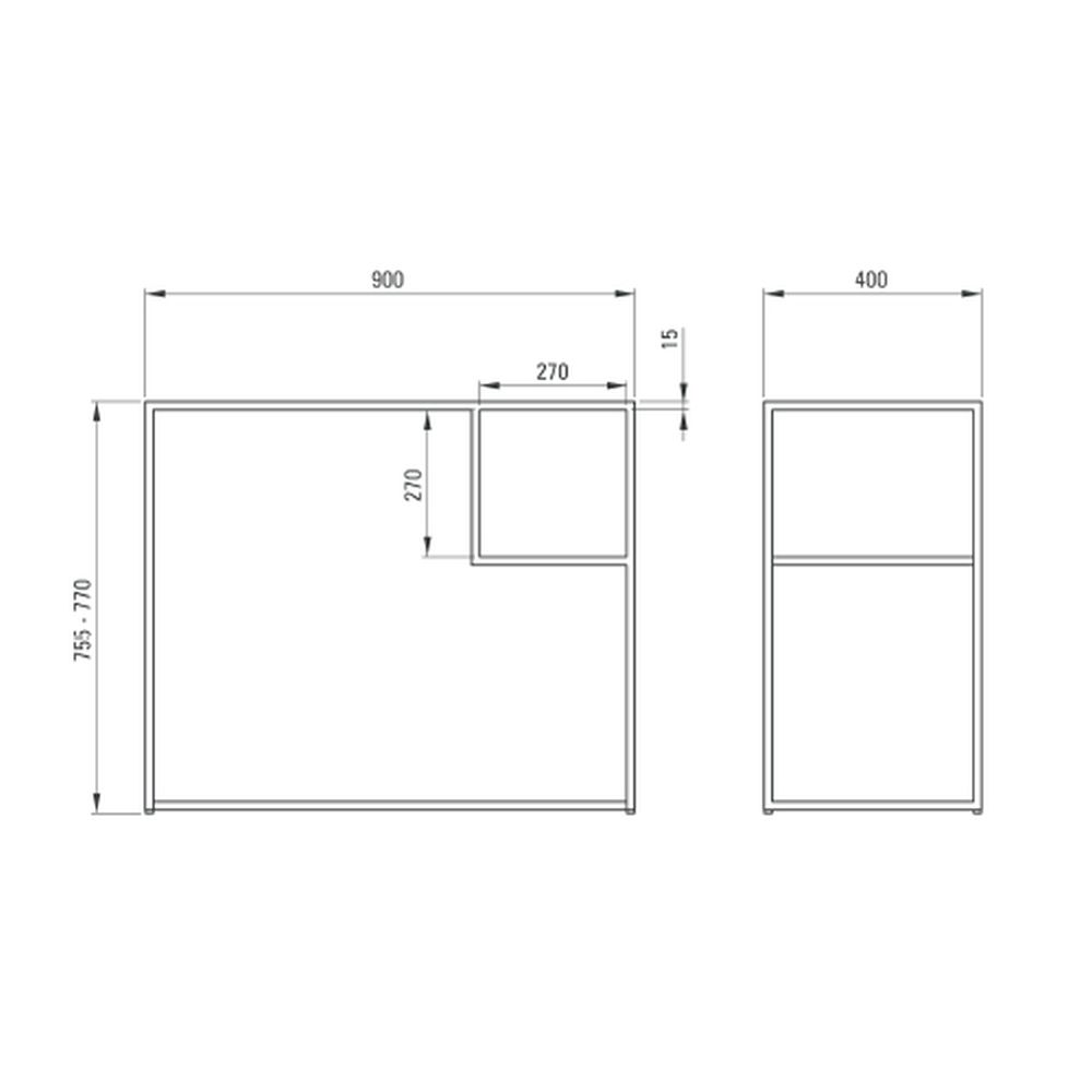 Cadru metalic negru pentru montare lavoar baie Correo, 90 cm [4]