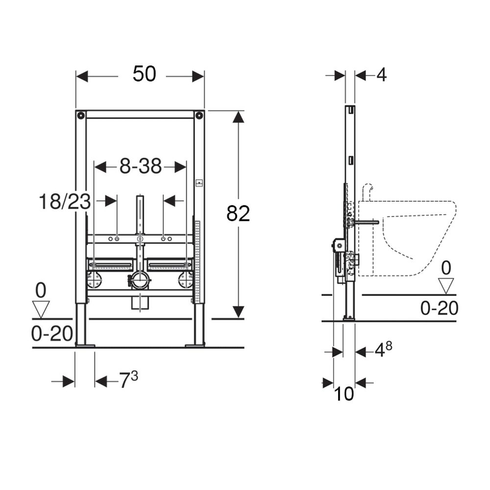Cadru metalic universal pentru bideu suspendat, Geberit, Duofix [2]