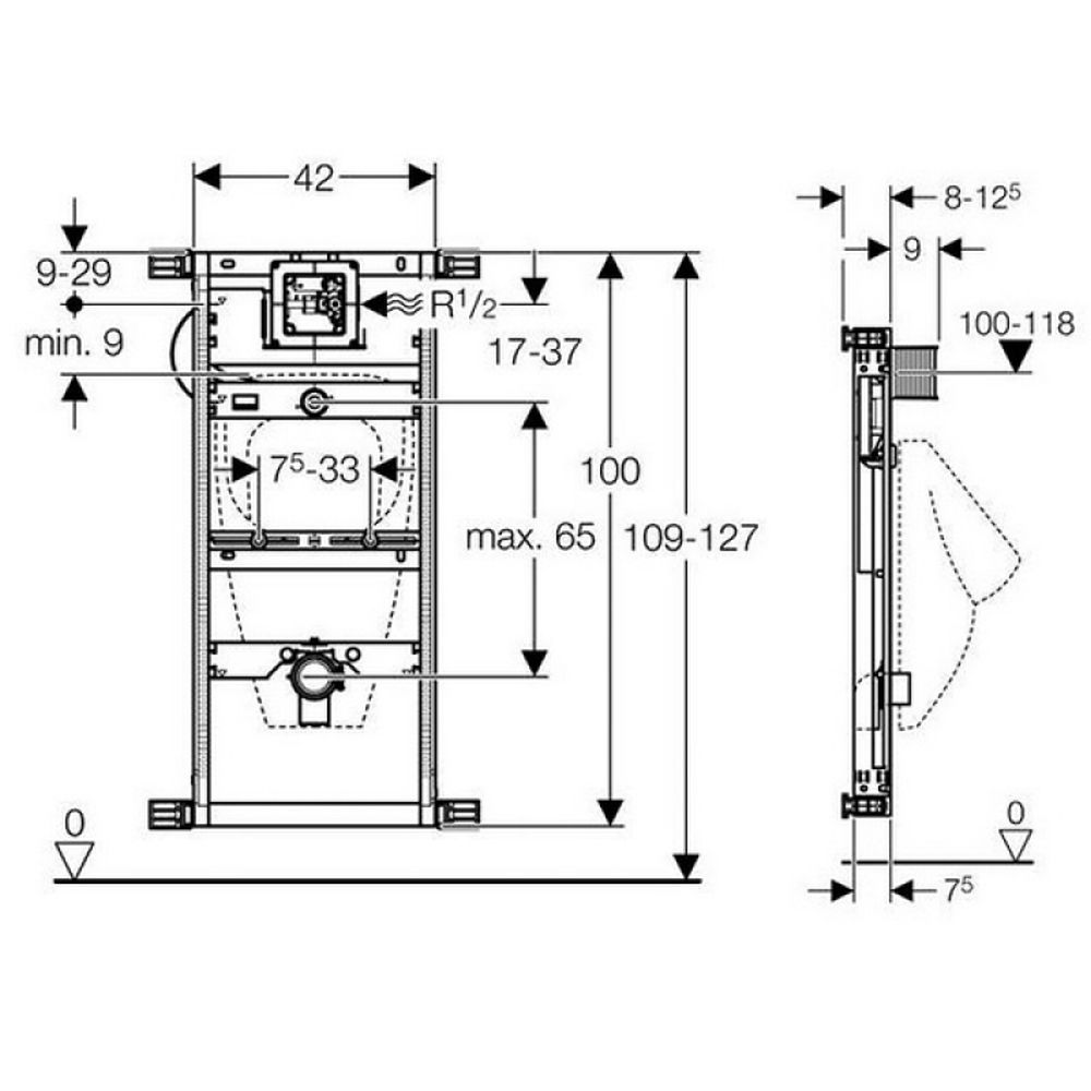 Cadru pisoar suspendat universal Geberit, Kombifix [2]