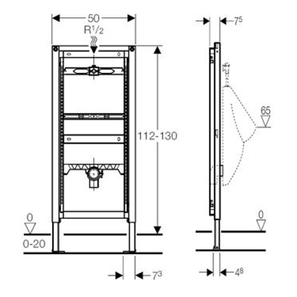 Cadru metalic pisoar suspendat Geberit, Duofix 112-130 cm universal [2]