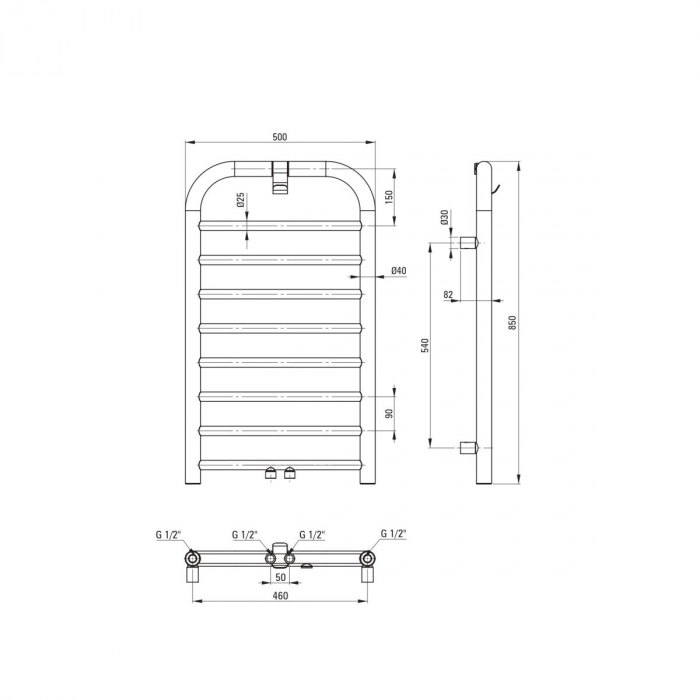 Calorifer de baie, scara, 85x50 cm, inox mat, Deante Silia [6]