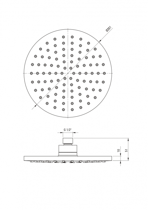 Palarie de dus rotunda, crom, 201 mm, Deante Boro [2]