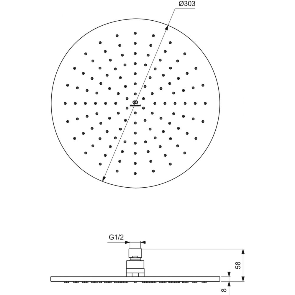 Palarie dus rotunda Ideal Standard Idealrain negru mat [4]