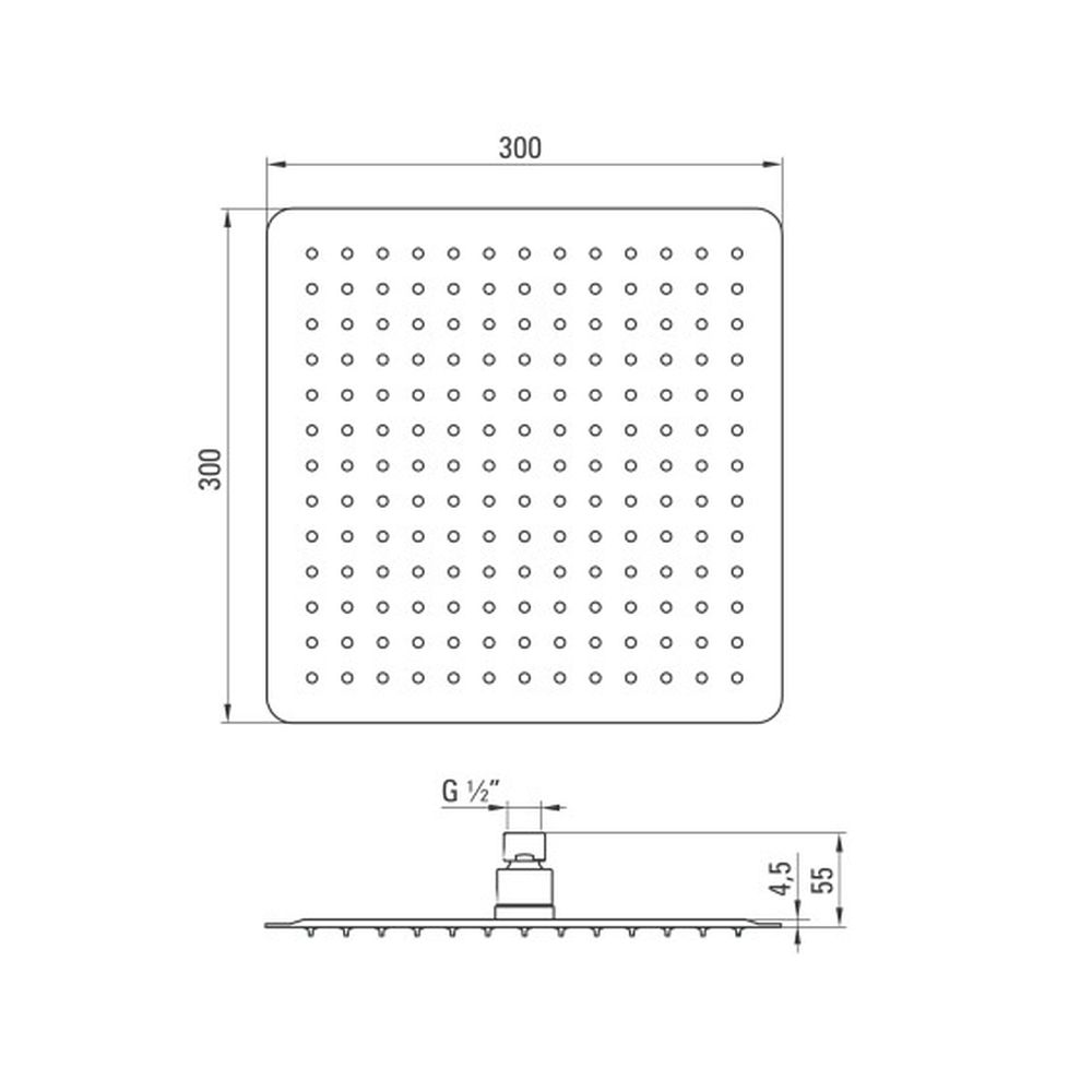 Palarie dus patrata Deante Floks, 300x300 mm, crom [2]