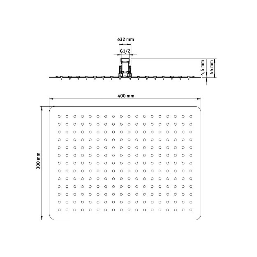 Palarie dus dreptunghiulara Deante Floks, 400x300 mm, crom [2]