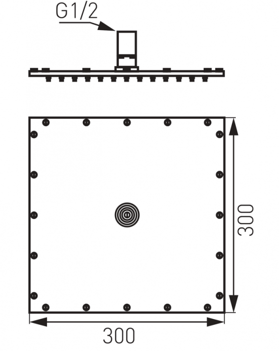 Cap de dus slim, patrat 300x300 mm, crom lucios, Inula FDesign [2]