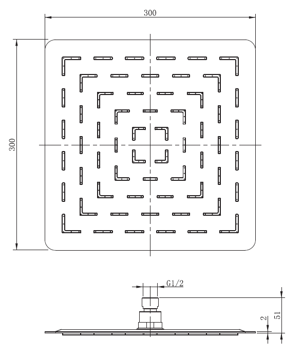 Cap de dus slim patrat 300x300 mm, finisaj oglinda, Inula FDesign [2]