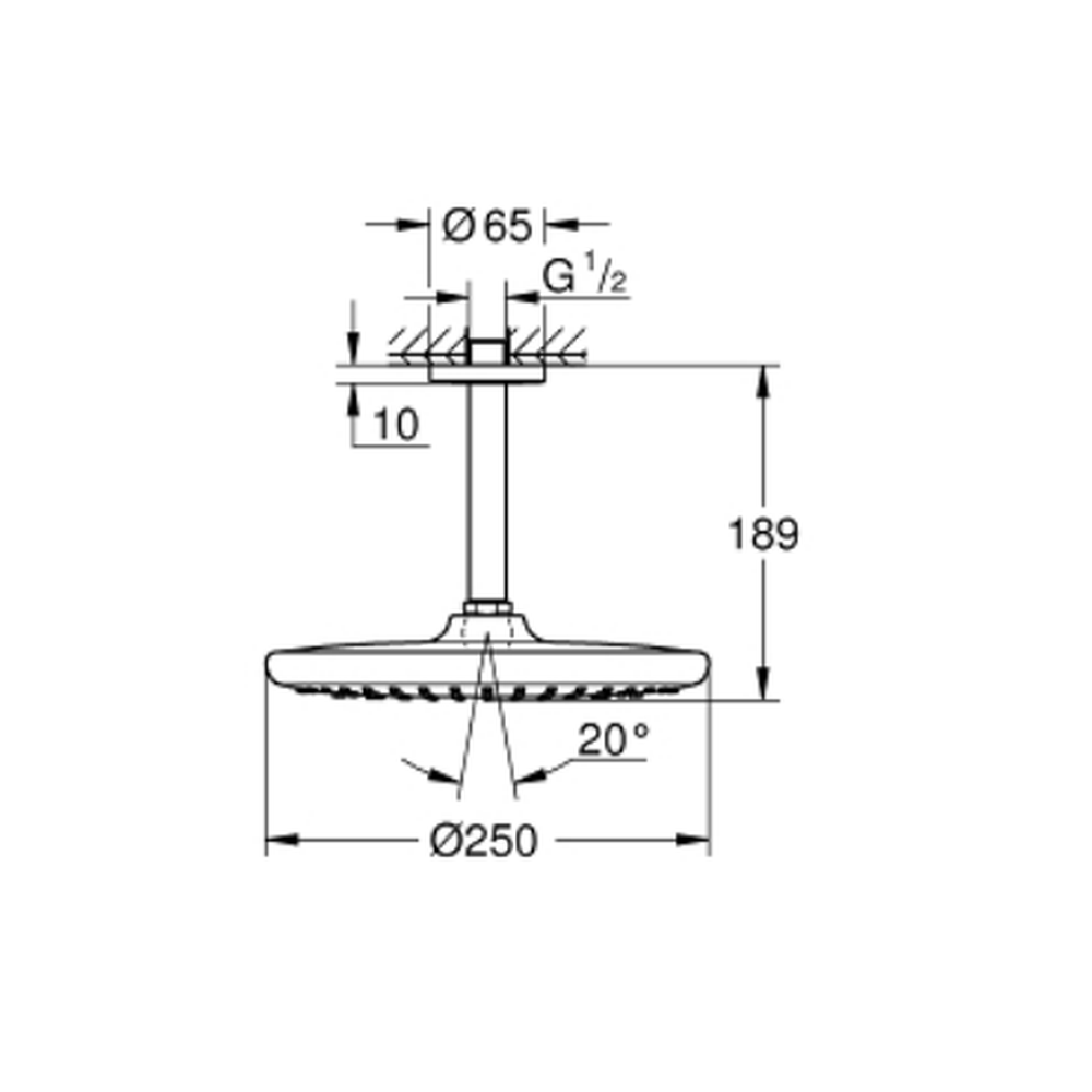 Palarie dus rotunda crom Ø 250 mm Grohe Tempesta [3]
