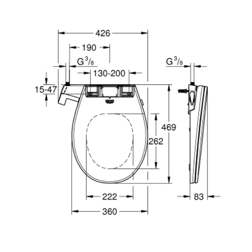 Capac wc soft close cu functie bideu Grohe Bau Ceramic [7]