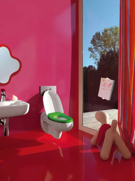 Capac wc pentru copii, duroplast, alb/verde, Laufen Florakids [3]