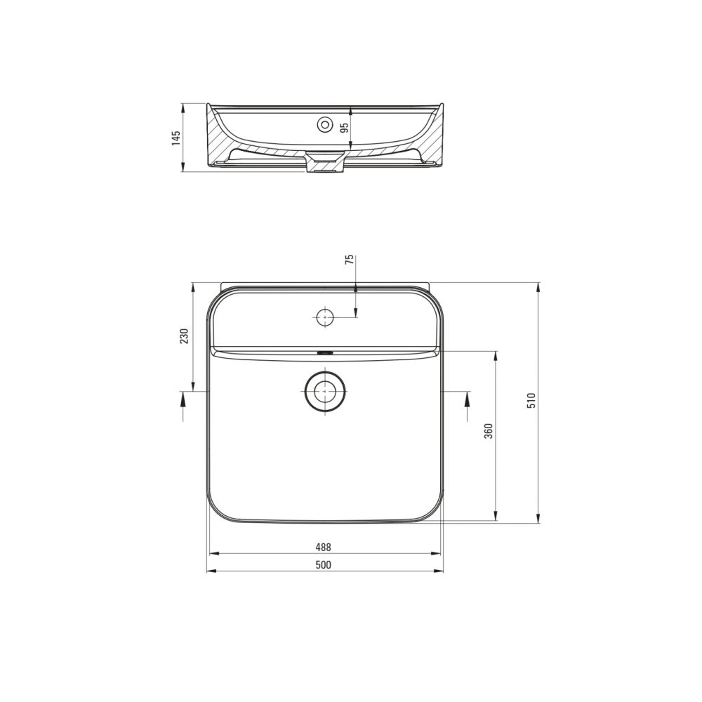 Lavoar baie suspendat alb 50 cm, dreptunghiular, Deante Hiacynt New [7]