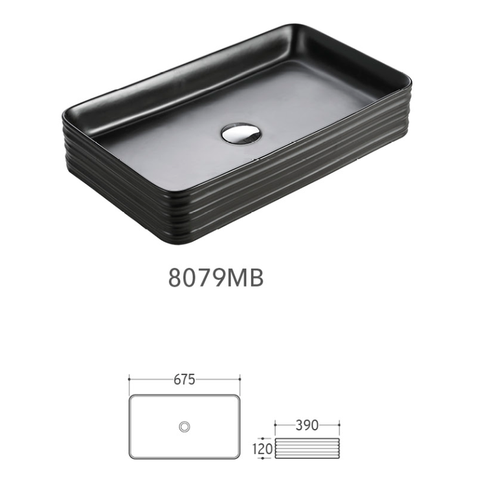 Lavoar pe blat negru mat 68 cm, dreptunghiular, Fluminia My Black Square [8]