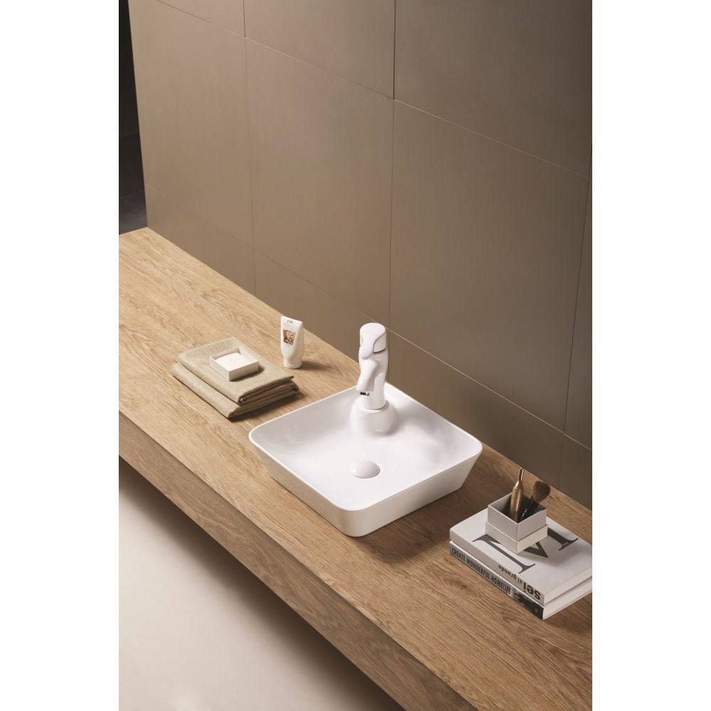 Lavoar pe blat alb lucios 43 cm, patrat, Fluminia Dionis [4]
