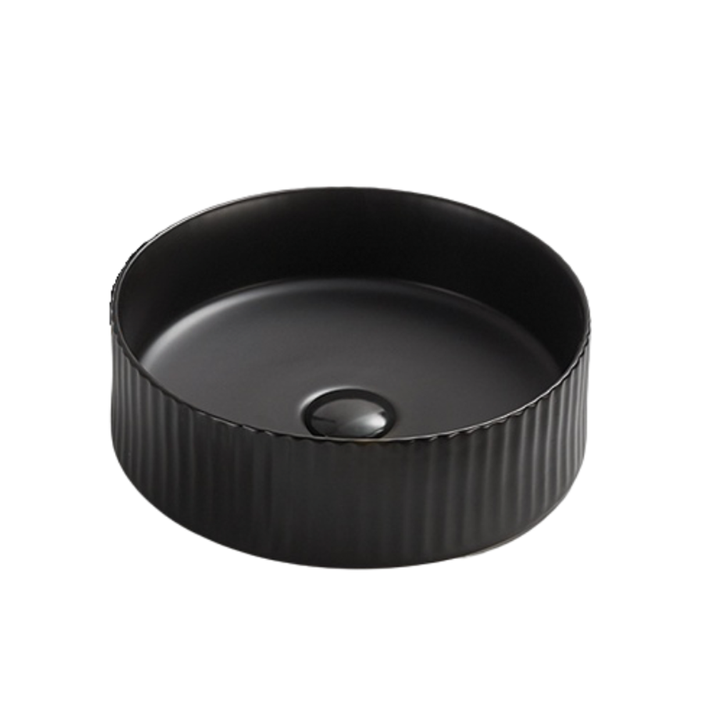 Lavoar rotund pe blat, cu riflaje 3D, negru mat Imperial Foglia [2]