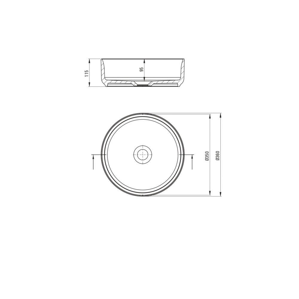 Lavoar pe blat alb lucios 36 cm, rotund, Deante Silia [6]