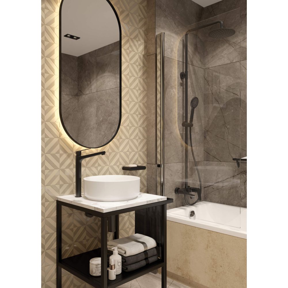 Lavoar pe blat alb lucios 36 cm, rotund, Deante Silia [4]