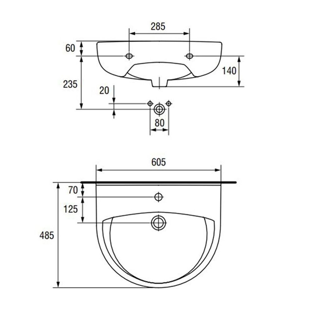 Lavoar baie suspendat alb lucios 60 cm Cersanit President [3]