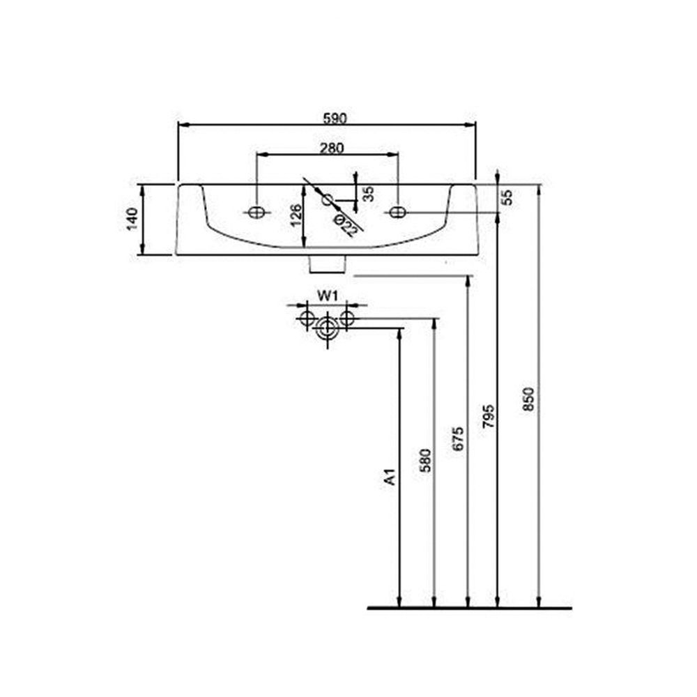 Lavoar baie suspendat alb lucios 60 cm, dreptunghiular, Kolo Twins [5]