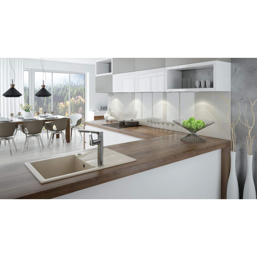 Chiuveta bucatarie compozit cu picurator bej mat 78 cm Deante Andante [2]