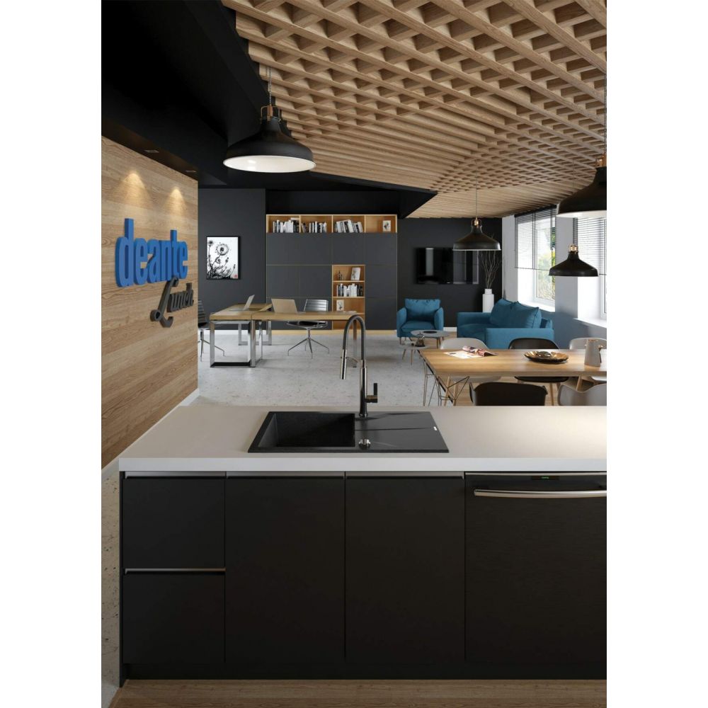 Chiuveta bucatarie compozit cu picurator grafit metalic 78 cm Deante Andante [2]
