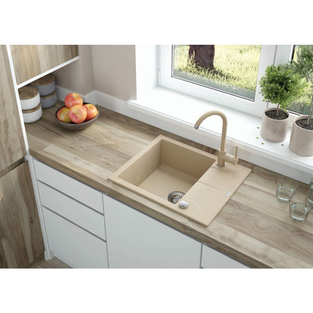 Chiuveta bucatarie compozit cu picurator nisip 59 cm Deante Andante [2]