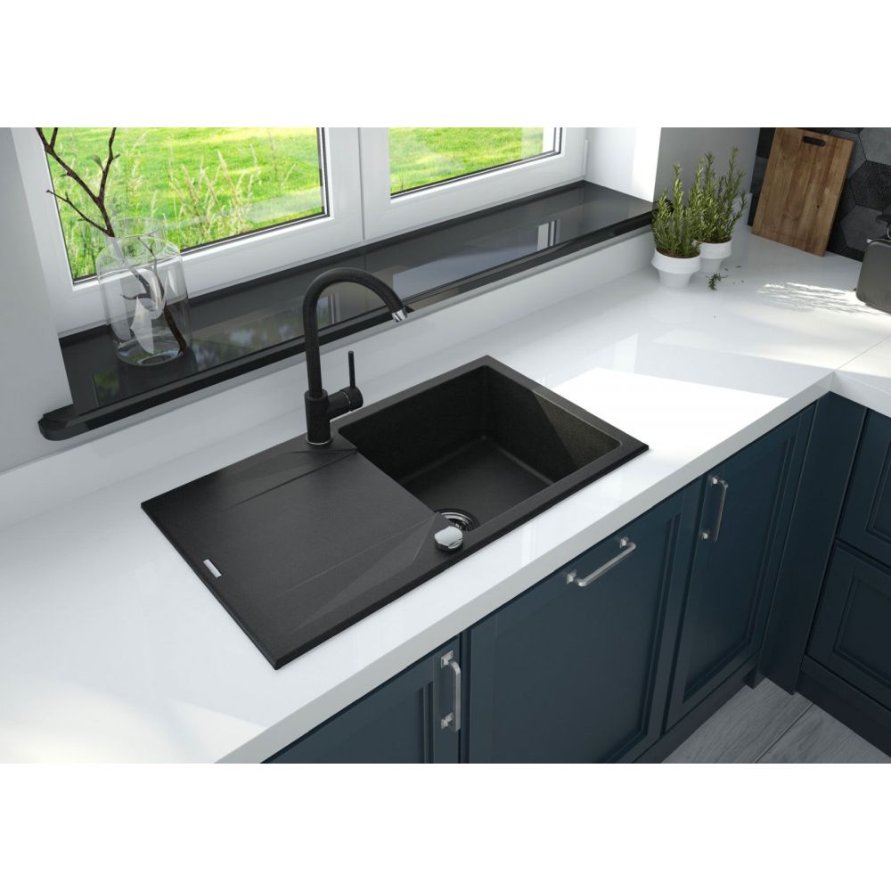 Chiuveta bucatarie compozit cu picurator grafit 78 cm Deante Evora [2]