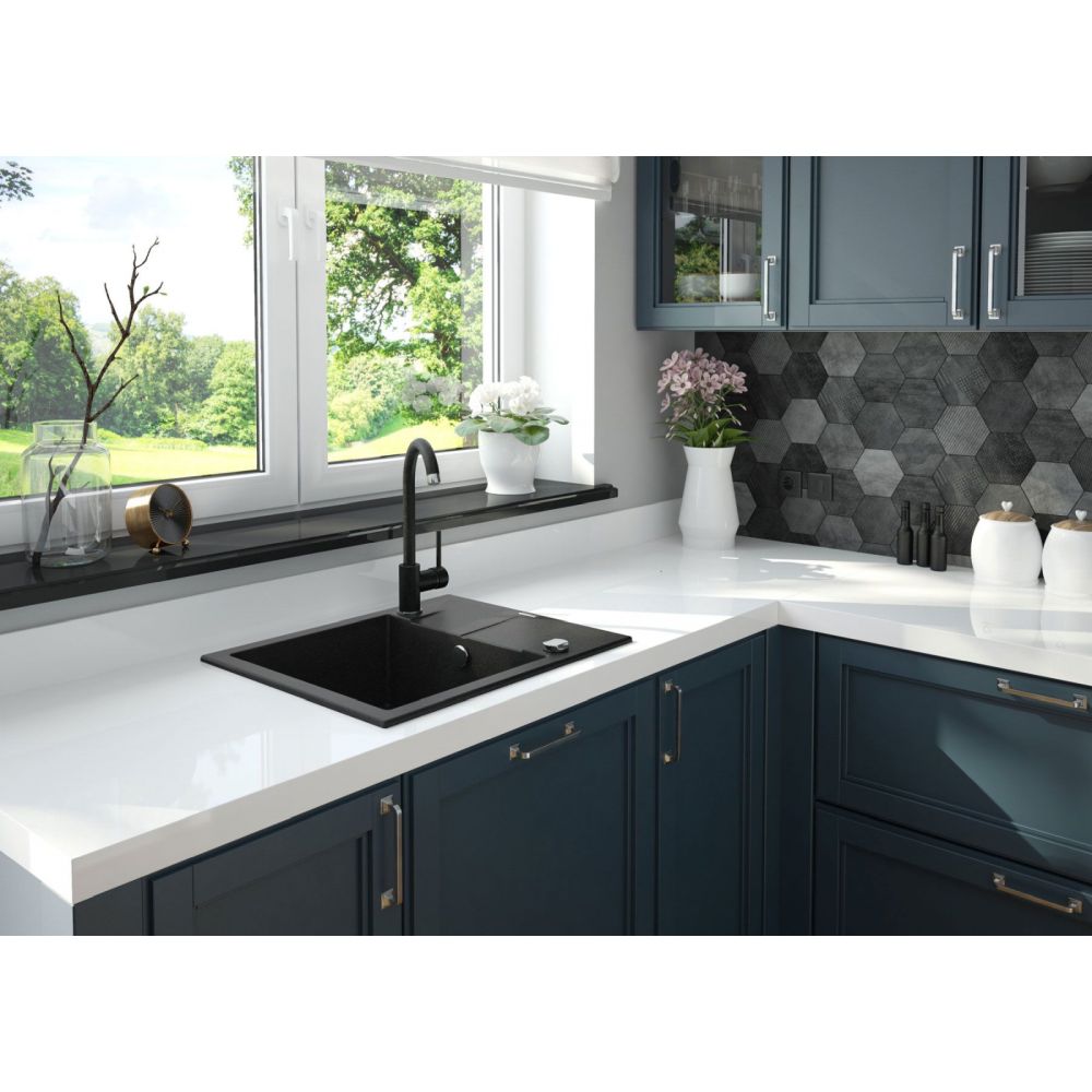 Chiuveta bucatarie compozit cu picurator grafit 59 cm Deante Evora [2]