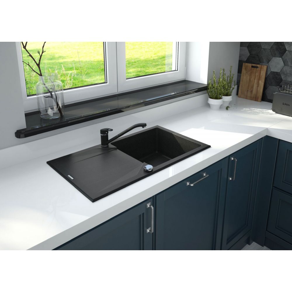 Chiuveta bucatarie compozit cu picurator grafit 78 cm Deante Evora [3]
