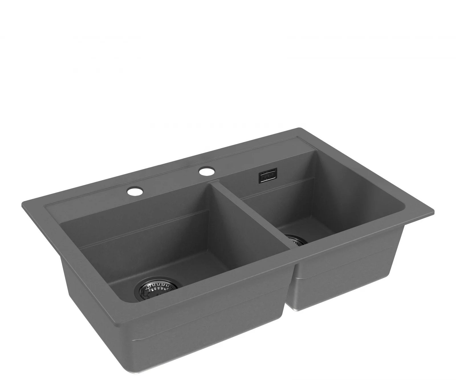 Chiuveta bucatarie compozit doua cuve gri metalizat Alveus Atrox 50 [2]