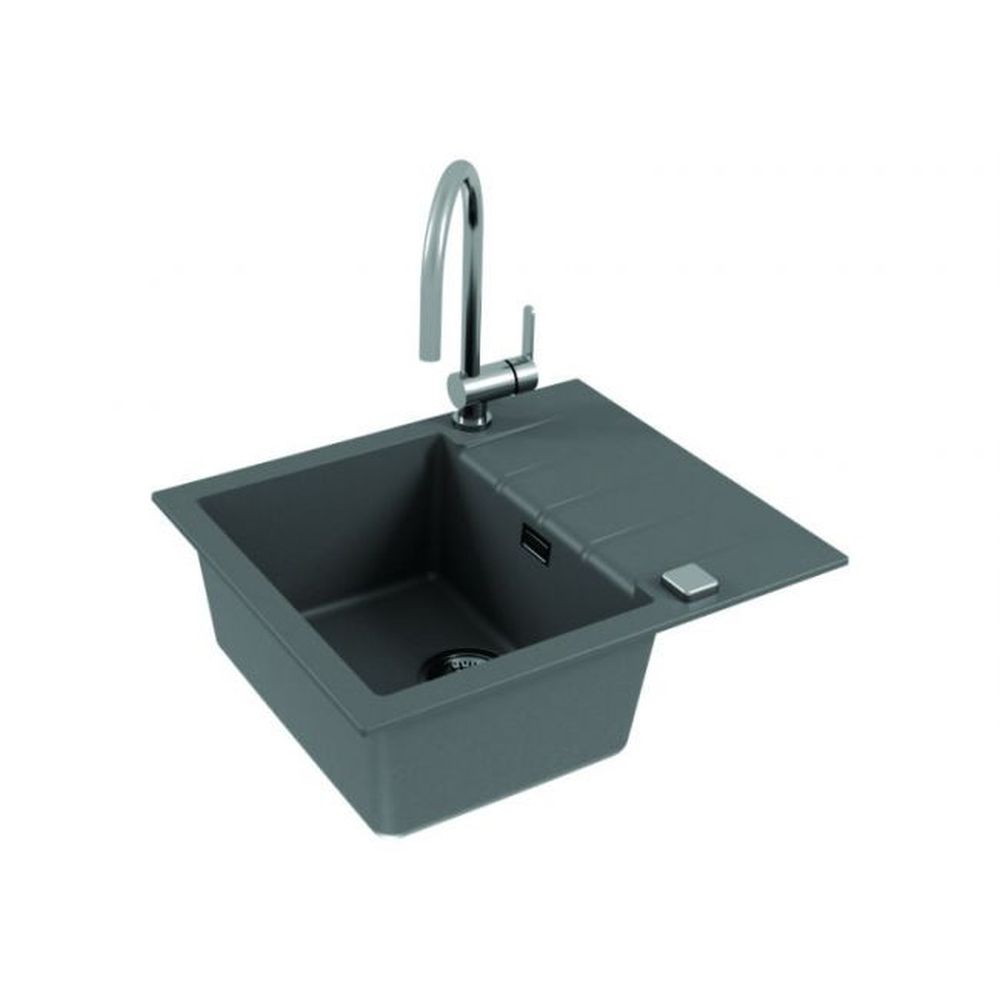 Chiuveta bucatarie compozit gri mat cu picurator Alveus Cadit 10 [2]