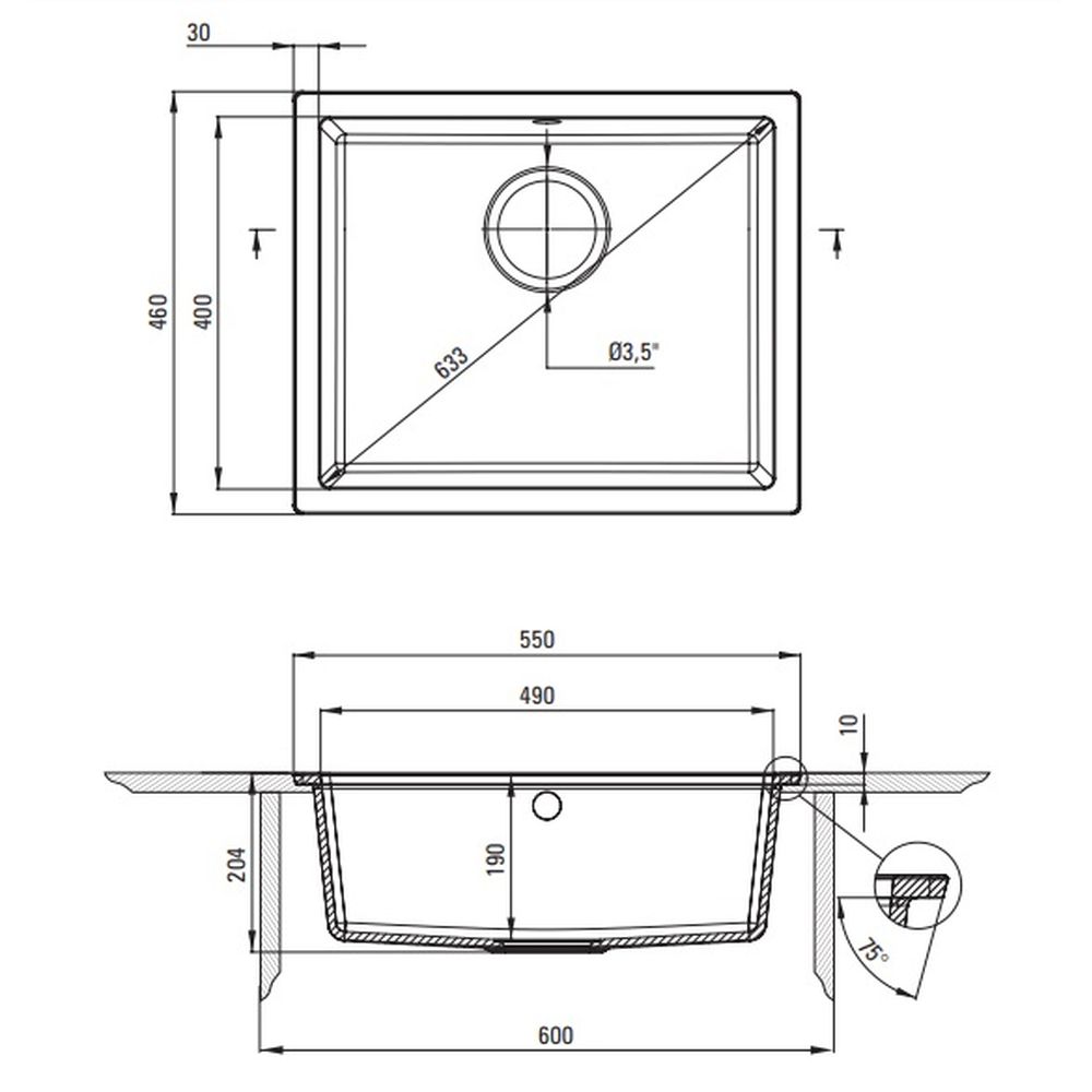 Chiuveta bucatarie compozit sub blat alba Deante Corda Flush [2]
