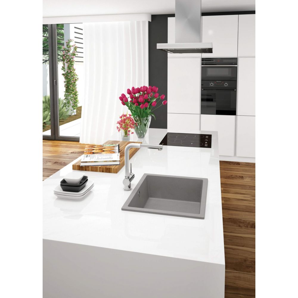 Chiuveta bucatarie compozit sub blat gri mat 55 cm Deante Corda [3]