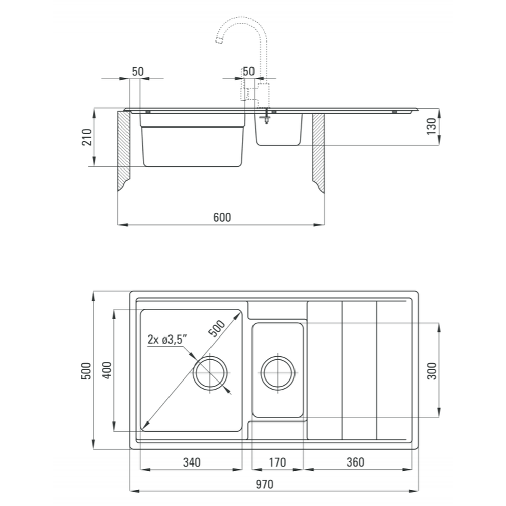 Chiuveta bucatarie doua cuve inox cu picurator crom Deante, Bolero [3]