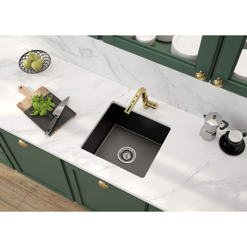 Chiuveta bucatarie din ceramica, culoare negru mat, Deante Sabor [2]