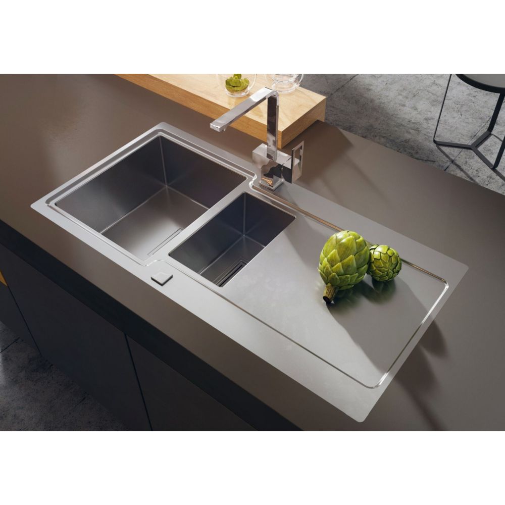 Chiuveta bucatarie inox cu doua cuve si picurator crom Deante Prospero [2]