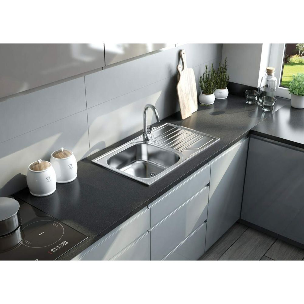 Chiuveta bucatarie inox cu picurator crom Deante, Doppio [3]