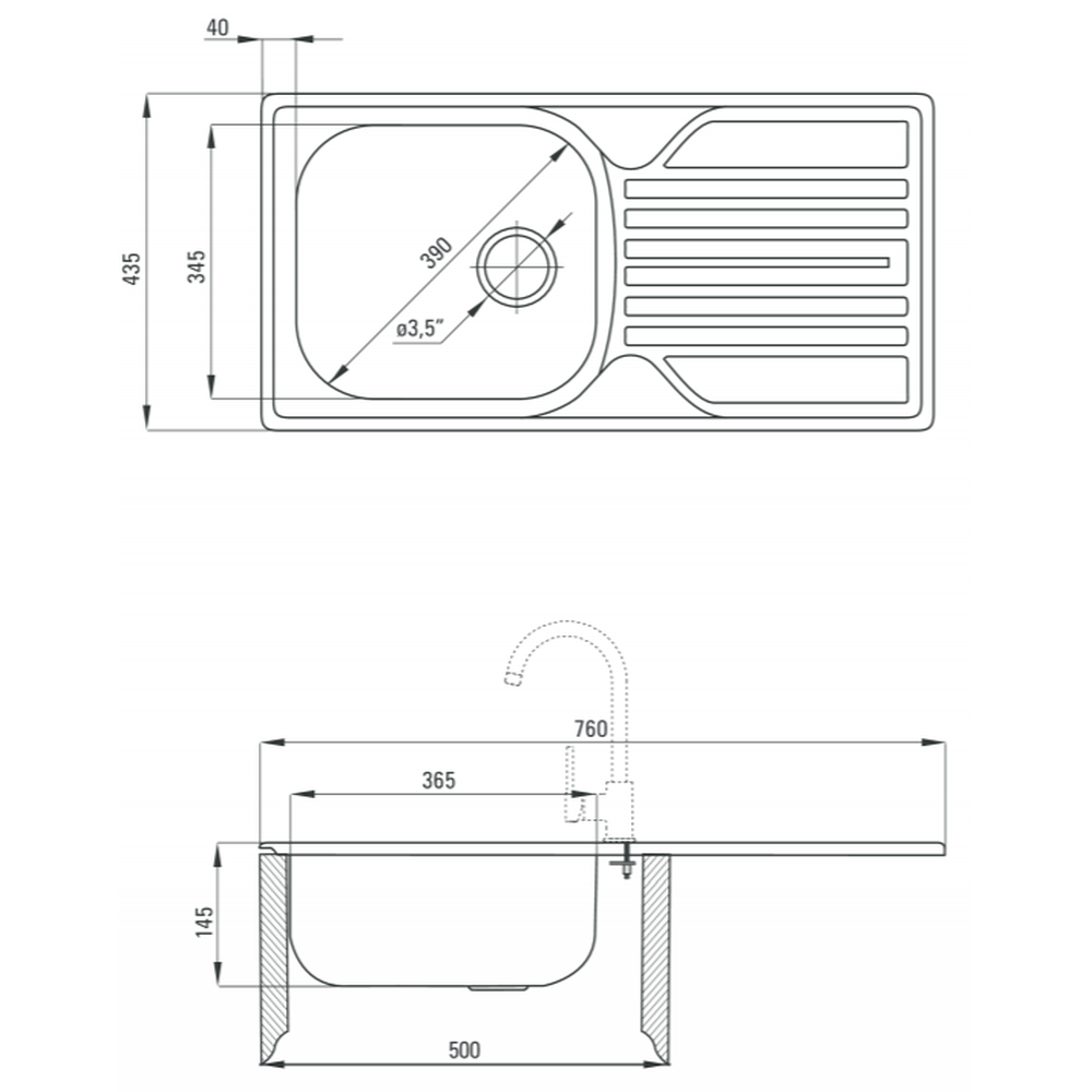 Set chiuveta bucatarie inox cu picurator si baterie inalta Deante, Legato 113 [3]