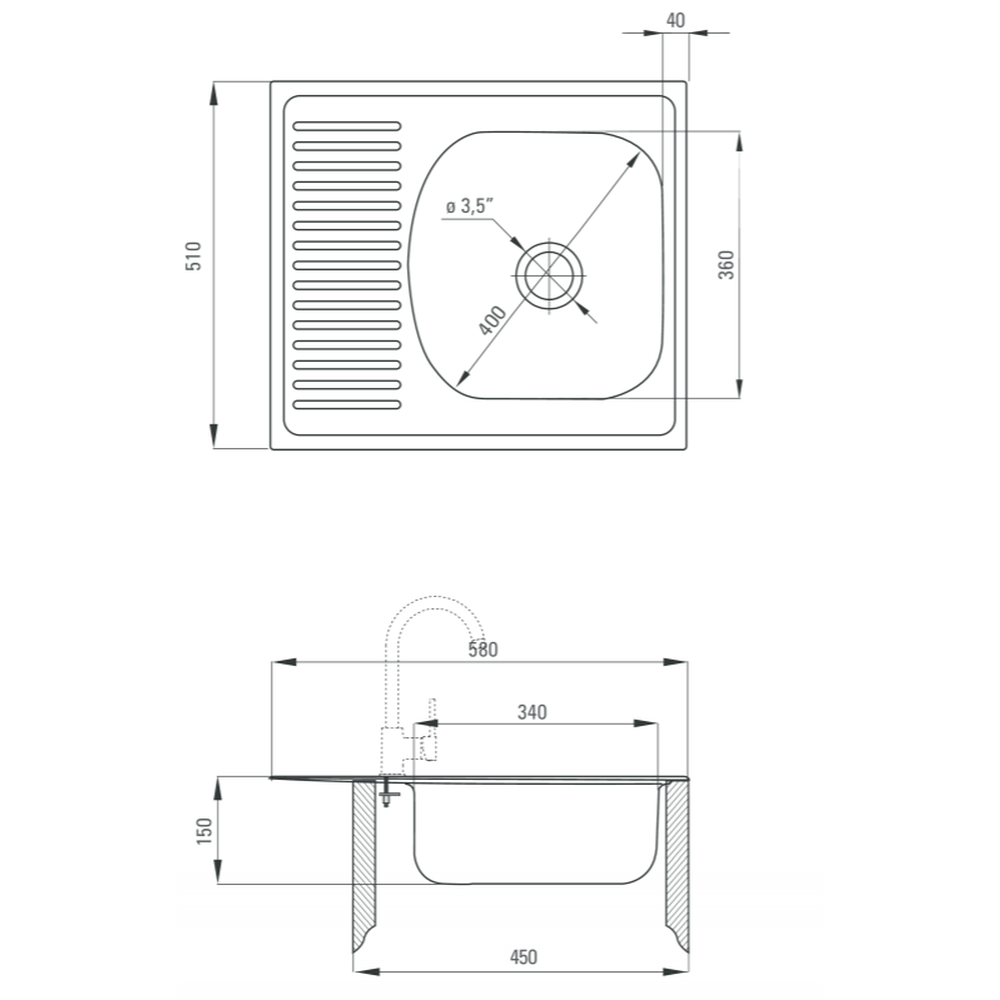 Chiuveta bucatarie inox cu picurator crom satin Deante Techno 113 [2]